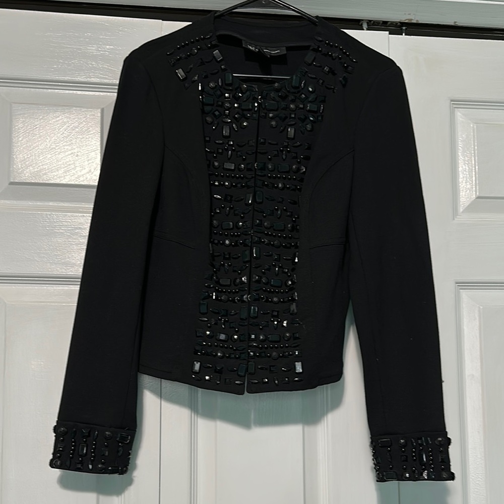 Black Blazer with Intricate Embellishments